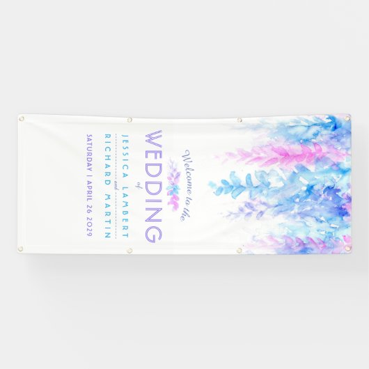 ブルーカスタムの結婚アートウェルカムバナー 横断幕 (横)