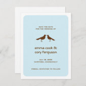 ブルーカスタムの鳥フラットカードを日付保存 案内ポストカード (正面/裏面)