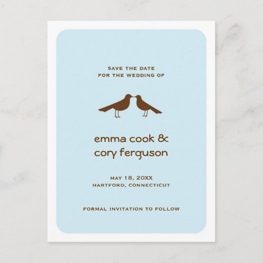 ブルーカスタムの鳥フラットカードを日付保存 案内ポストカード (正面)