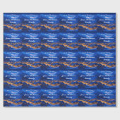 ブルーカスタムウィンタービレッジクリスマス ラッピングペーパー (フラット)