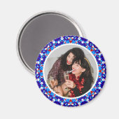 ブルーカスタムクリスマスメリークリスマス写真記念ギフト マグネット (正面/裏面)