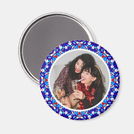 ブルーカスタムクリスマスメリークリスマス写真記念ギフト マグネット (正面/裏面)