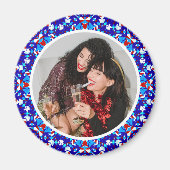 ブルーカスタムクリスマスメリークリスマス写真記念ギフト マグネット (正面)