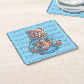 ブルーカスタムサッカー スクエアペーパーコースター (アングル)