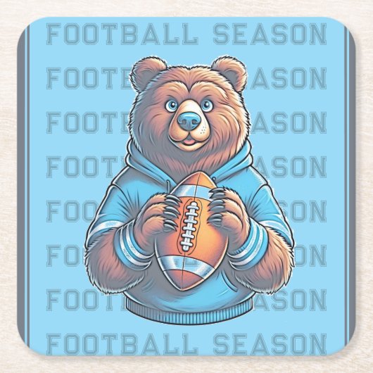 ブルーカスタムサッカー スクエアペーパーコースター (正面)