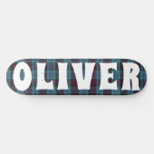 ブルーカスタムスコティッシュタータンチェックチェッカーボード スケートボード (横)