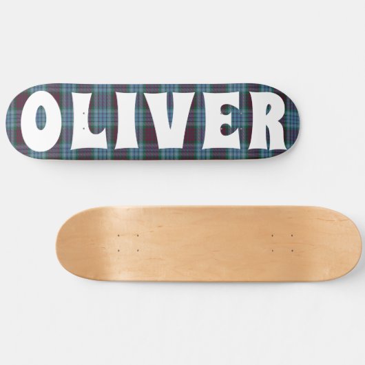 ブルーカスタムスコティッシュタータンチェックチェッカーボード スケートボード (横)