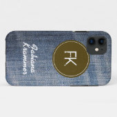 ブルーカスタムデニムジーンズ生地の質感 Case-Mate iPhoneケース (裏面(横))