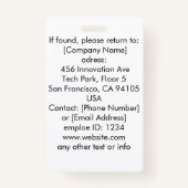 ブルーカスタムビジネスロゴ従業員フォトバッジ バッジ (裏面)