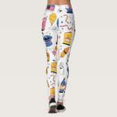 ブルーカスタムピンクオレンジの誕生日ブランド レギンス (裏面)