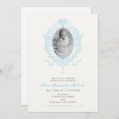 ブルーカスタムフォトバプテスマ招待状 招待状 (正面/裏面)