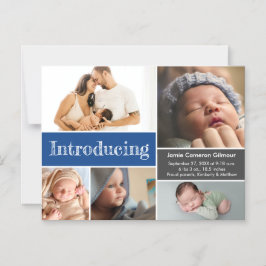 ブルーカスタムフォト紹介男の赤ちゃん マグネット招待状