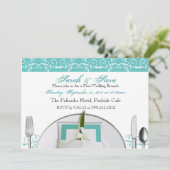 ブルーカスタムフロッシュポスト結婚ズブランチ招待状 招待状 (スタンド正面)