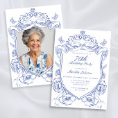 ブルーカスタムフローラ写真第70回バースデーパーティー 招待状