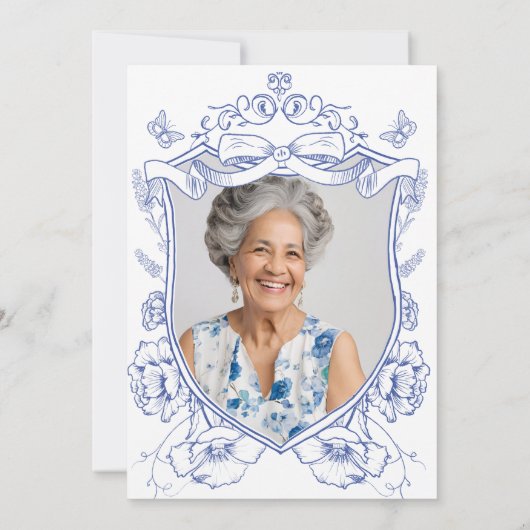 ブルーカスタムフローラ写真第70回バースデーパーティー 招待状 (裏面)