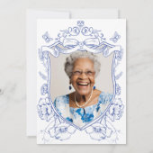 ブルーカスタムフローラ写真第90回バースデーパーティー 招待状 (裏面)