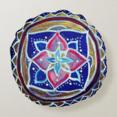 ブルーカスタムポリエステル艶消しラウンドスロークッション ラウンドクッション (裏面)