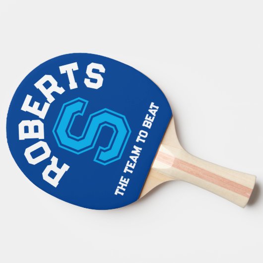 ブルーカスタムモノグラム名イニシャルとチーム 卓球ラケット (裏面サイド)