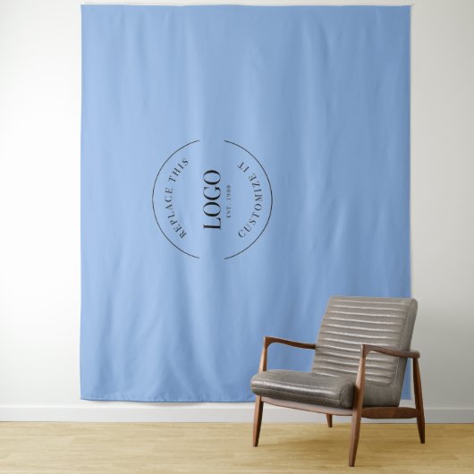 ブルーカスタムロゴ・バックドロップ会社ブランディング タペストリー (インサイチュ)