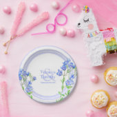 ブルーカスタムヴェロニカスピードウェル水彩花 ペーパープレート (パーティー)