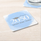 ブルーカスタム卒業パーモダンティ スクエアペーパーコースター (アングル)