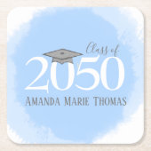 ブルーカスタム卒業パーモダンティ スクエアペーパーコースター (正面)