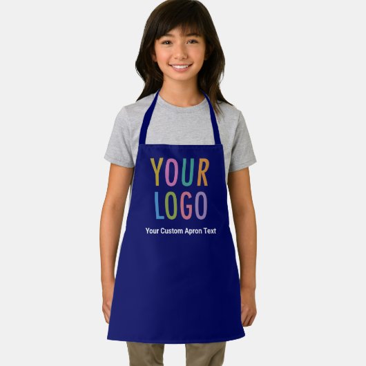 ブルーカスタム文字チャイルドエプロン付き学校ロゴ エプロン (インサイチュ)