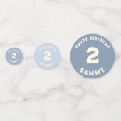 ブルーカスタム男の赤ちゃん写真第2誕生日 コンフェッティ (裏面)