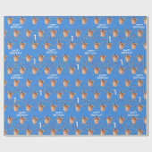 ブルーカスタム顔フォトキッズ1st誕生日パーティー ラッピングペーパー (フラット)