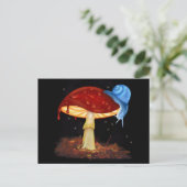 ブルーカタツムリレッドキノコイラストレーション ポストカード (スタンド正面)