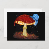 ブルーカタツムリレッドキノコイラストレーション ポストカード (正面/裏面)