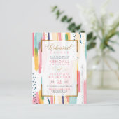 ブルーカッコいいウォーターカラーメンフィスシックリハーサルディナー インビテーションポストカード (スタンド正面)