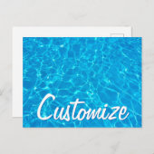 ブルーカッコいいウォータースイミングプールスイムパーティーカスタム ポストカード (正面/裏面)