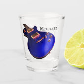 ブルーカッコいいエレキギター、ギタリスト名ミュージシャン ショットグラス (正面)