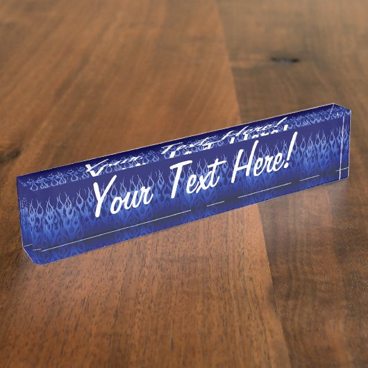 ブルーカッコいいオンブルーレーシングフレイムス デスクネームプレート (側面)