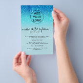 ブルーカッコいいグリッター価格ロゴFlyerオープン チラシ (ハンドル)