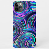 ブルーカッコいいターコイズパープルピンクのスパイラルアートパターン iPhoneケース (裏面)