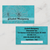 ブルーカッコいいデイジースパアポイントメント名刺 予約カード (正面/裏面)