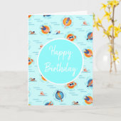 ブルーカッコいいプールパーティーサマービブ カード (黄色い花)