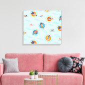 ブルーカッコいいプールパーティーサマービブ キャンバスプリント (インサイチュ (リビング))