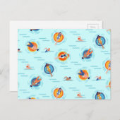 ブルーカッコいいプールパーティーサマービブ ポストカード (正面/裏面)