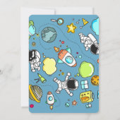 ブルーカッコいいレッド宇宙船テイクオフバースデーパーティー 招待状 (裏面)