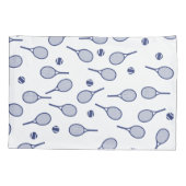 ブルーカッコいいレトロラケット模様テニス選手 枕カバー (裏面)