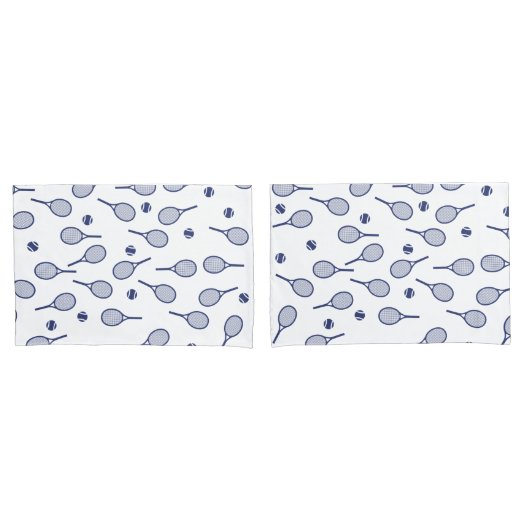 ブルーカッコいいレトロラケット模様テニス選手 枕カバー (フロントセット)