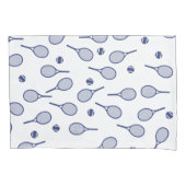 ブルーカッコいいレトロラケット模様テニス選手 枕カバー (正面左)