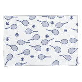 ブルーカッコいいレトロラケット模様テニス選手 枕カバー (正面右)