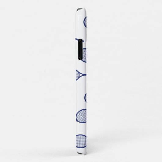 ブルーカッコいいレトロラケット模様テニス選手 Case-Mate iPhoneケース (裏面/右)