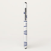 ブルーカッコいいレトロラケット模様テニス選手 Case-Mate iPhoneケース (裏面/左)