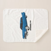 ブルーカッコいい1959クラシック車 シェルパブランケット (正面(横))