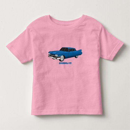 ブルーカッコいい1959クラシック車 トドラーTシャツ (正面)